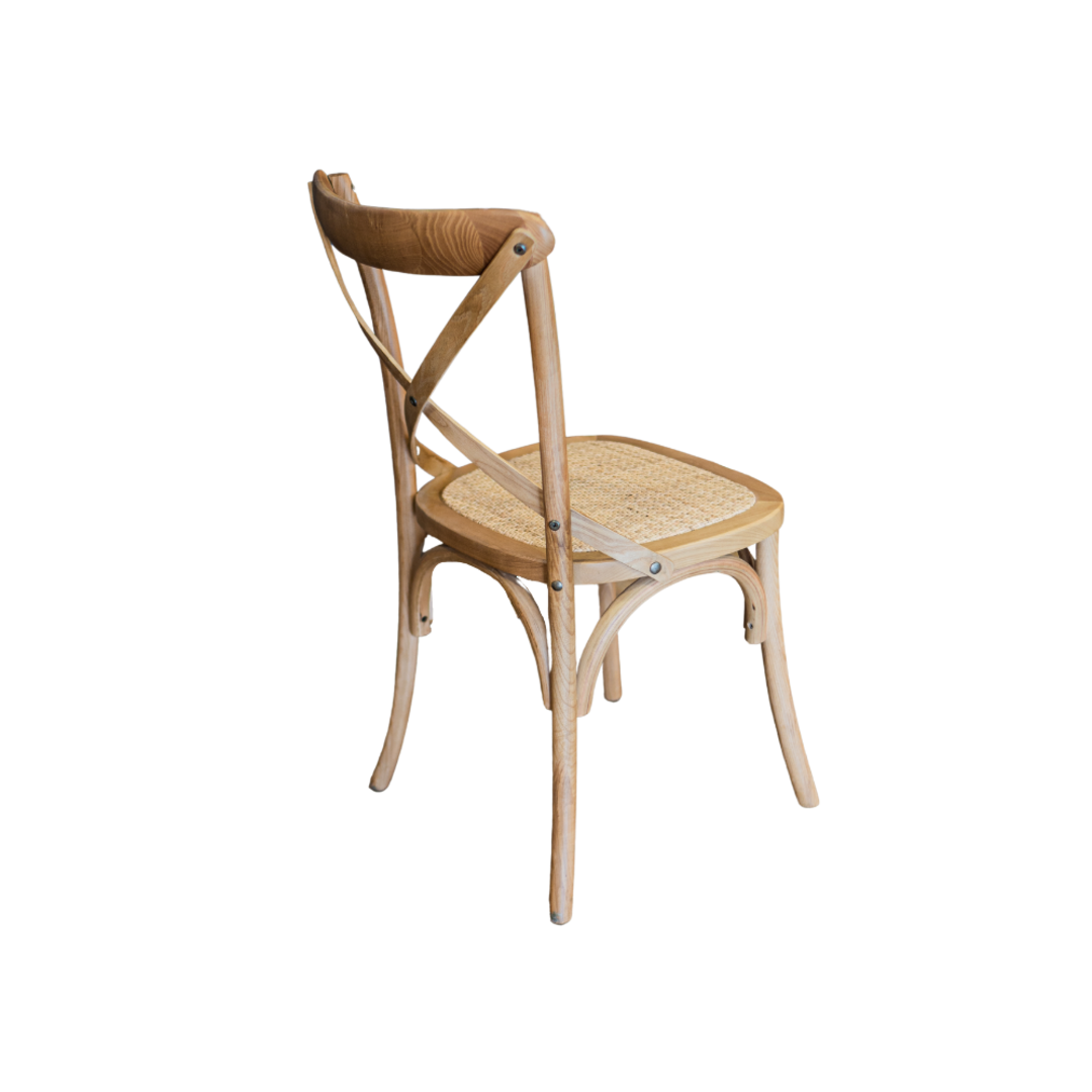 Delphi Oak Wood Cross Chair with Rattan Seat image 2